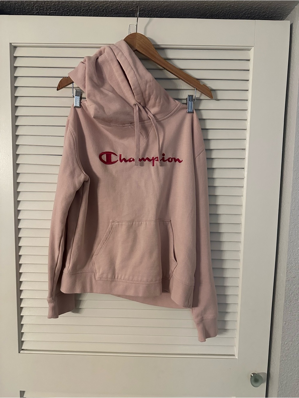Champion Light Pink Embroidered Logo Hoodie